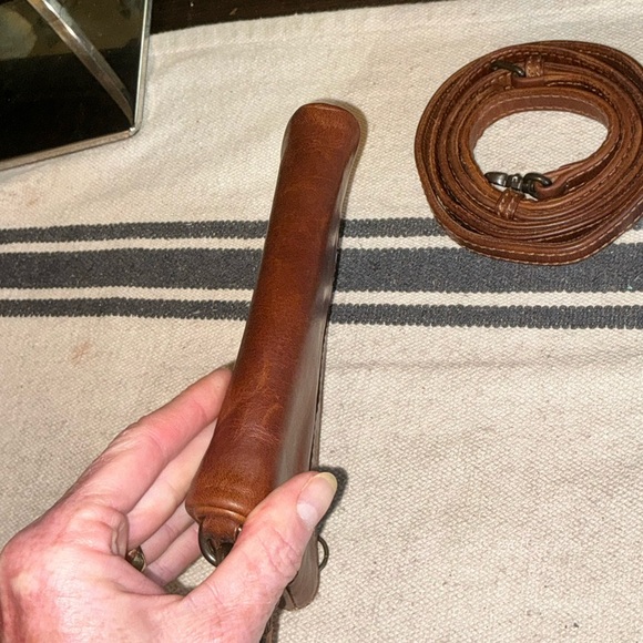 Frye Leather Stadium Bag Crossbody Wristlet Cognac Brown Retail $178 - Picture 8 of 14